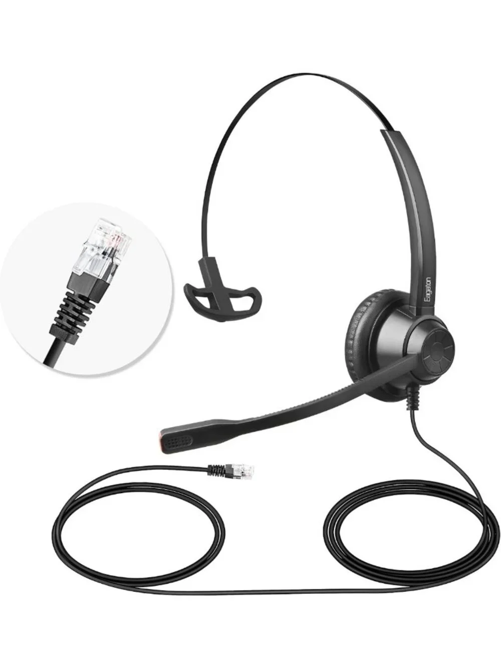 Single Ear Noise Cancelling Desk Phone Headset - Compatible with IP Phones